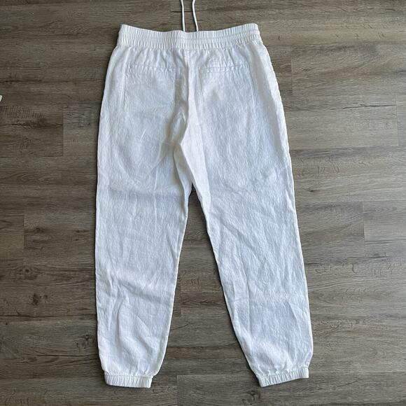 Athleta Retreat Linen High Rise Jogger Pants White Beachy Coastal Travel Size 8 - Picture 3 of 9